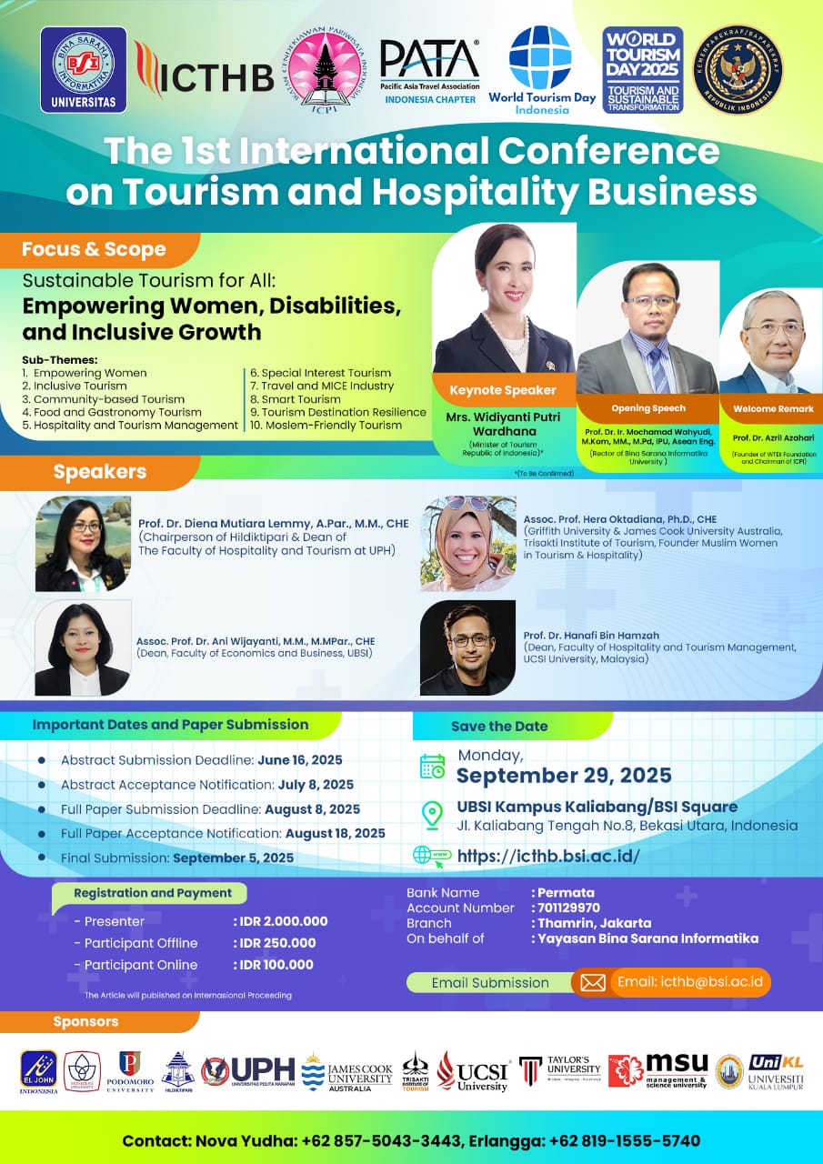 Fakultas Ekonomi dan Bisnis UBSI Gelar Konferensi Internasional ICTHB 2025: Soroti Pariwisata Inklusif dan Berkelanjutan