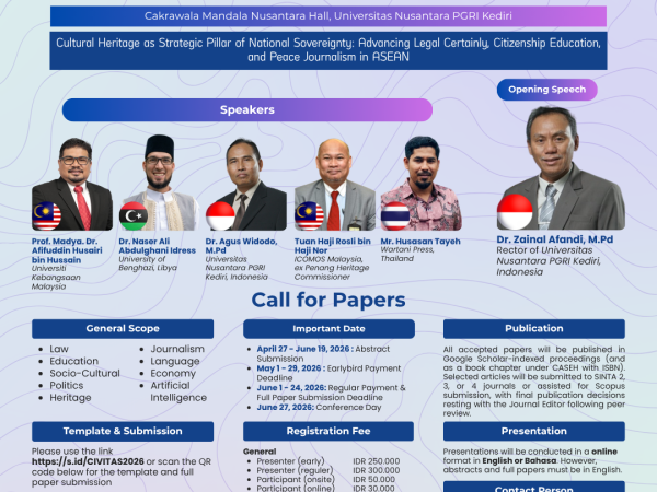 Universitas Nusantara PGRI Kediri Gelar CIVITAS 2026, Perkuat Kolaborasi Internasional untuk Transformasi Sosial Berkelanjutan