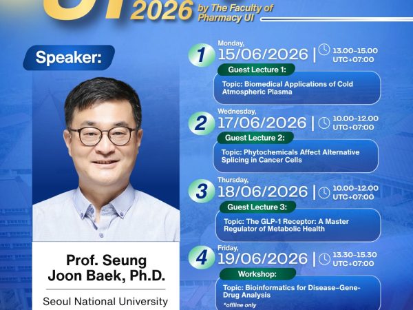Unlock Global Insights in Pharmaceutical Research, Fakultas Farmasi UI Hadirkan Profesor Seoul National University dalam UI Insight 2026
