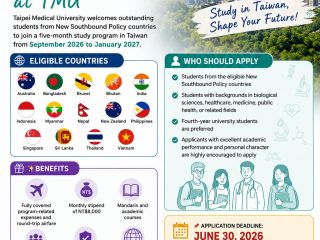 Taipei Medical University Buka Program Studi Elit 2026 bagi Mahasiswa Indonesia dan Negara Mitra New Southbound Policy