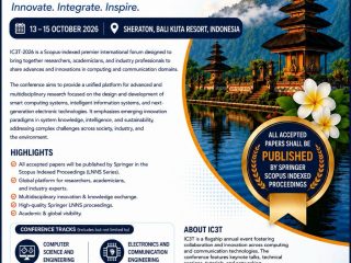 Konferensi Internasional IC3T 2026 Digelar di Bali, Buka Peluang Publikasi Scopus melalui Springer